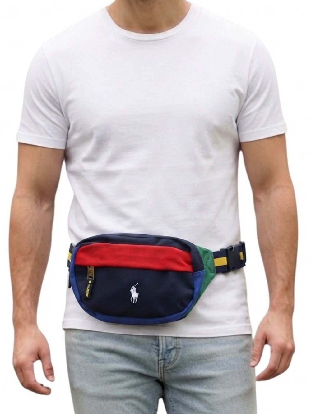 Polo Ralph Lauren Belt Waist Fanny Pack, Sling  Colorblock Men Women RFID Bag